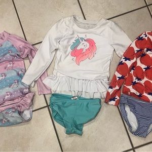 3 swim suits/rash guard sets